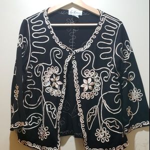 Embroidered black and silver bolero jacket